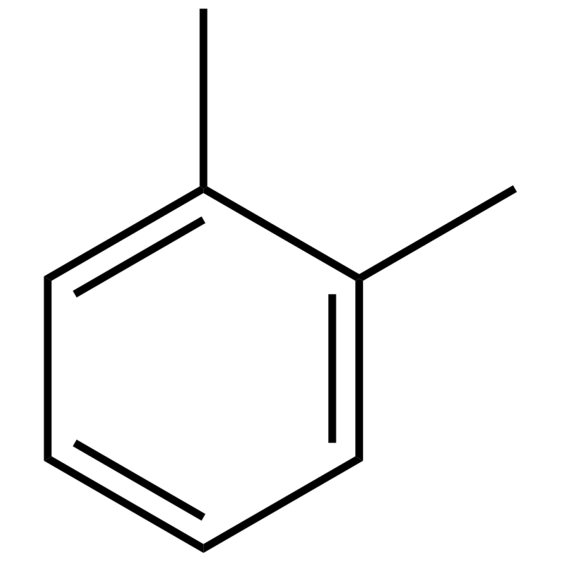 Structure chimique du xylène (o-xylèneCAS 108-38-3, m-xylène CAS 95-47-6, p-xylène CAS 106-42-3)